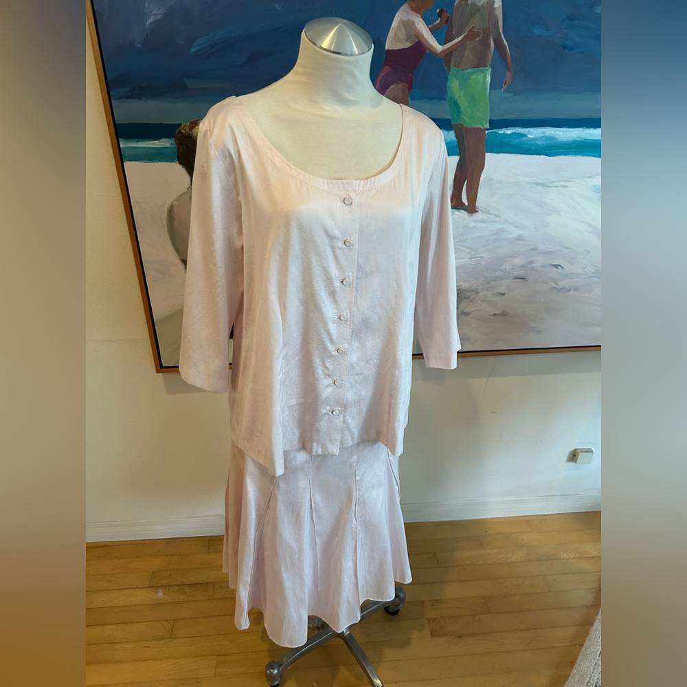 EILEEN FISHER Vintage Silk Two-Piece Pink Suit